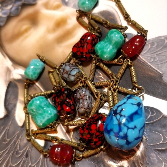 RARE Antique Venetian BORO Glass Necklace - Picture 3 of 8